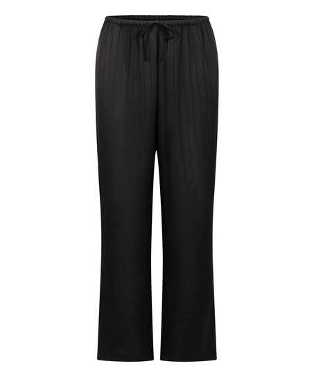 Pantalon à rayures en satin, Noir