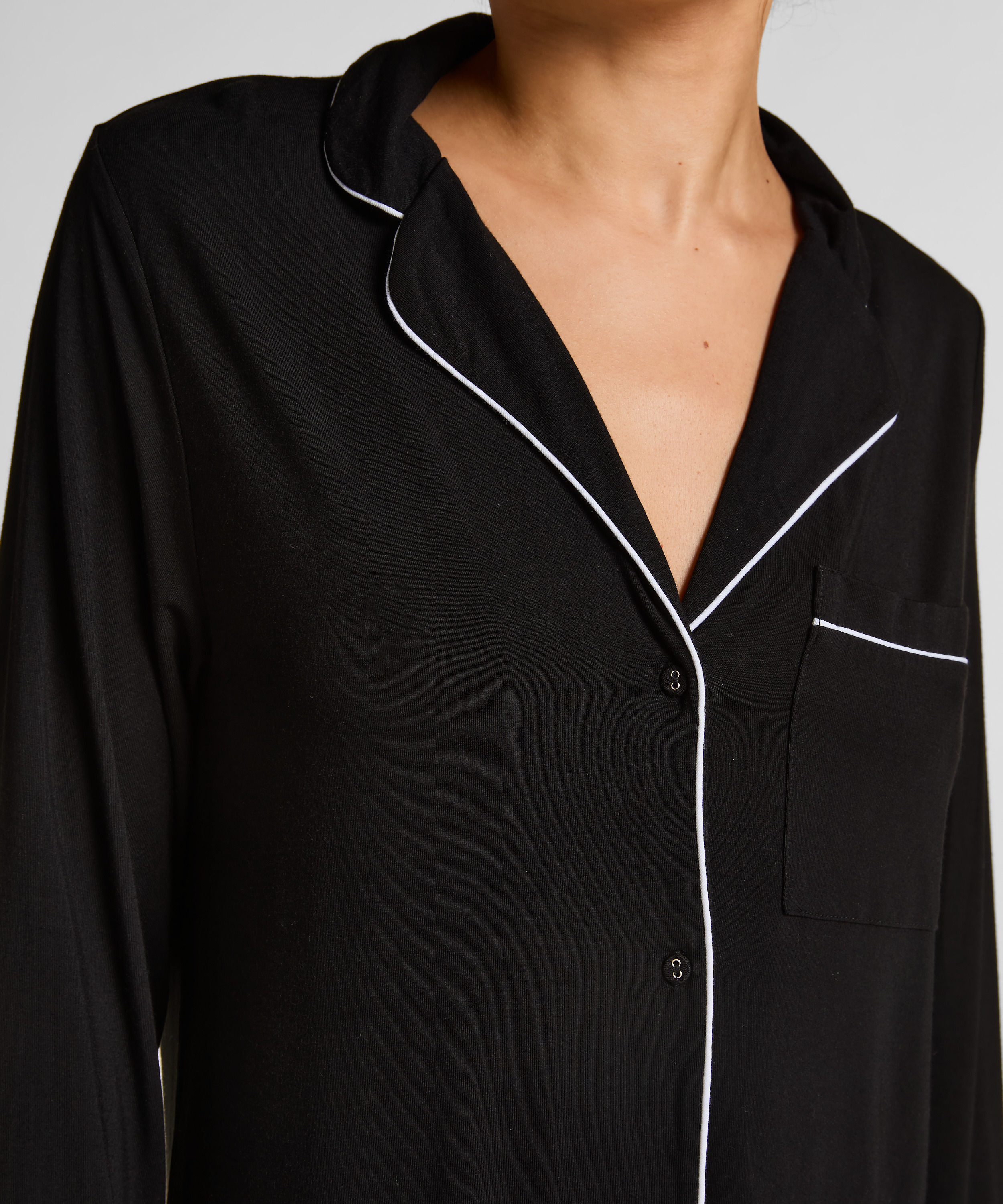 Robe-chemise à manches longues en jersey Essential, Noir, main