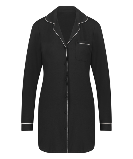 Robe-chemise à manches longues en jersey Essential, Noir
