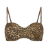 Haut de bikini push-up rembourré sans bretelles Leopard, Marron