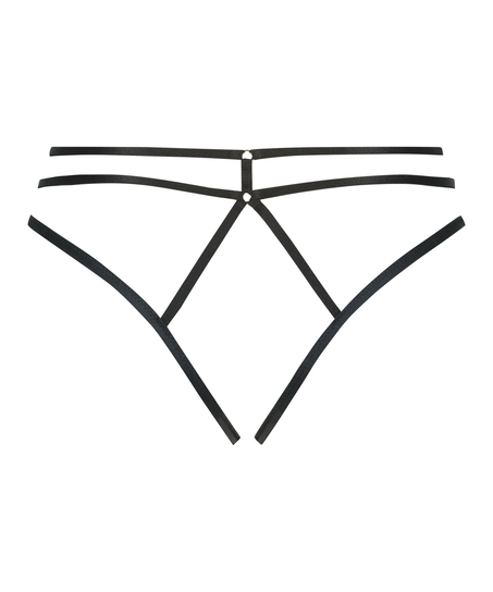 Slip à entrejambe ouvert Effie, Noir