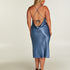 Robe midi Satin, Bleu