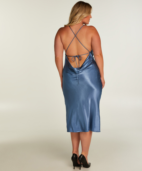 Robe midi Satin, Bleu
