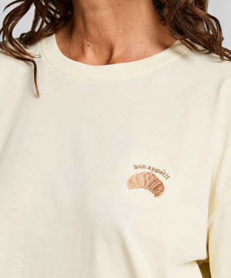 Chemise de nuit à col rond, Jaune