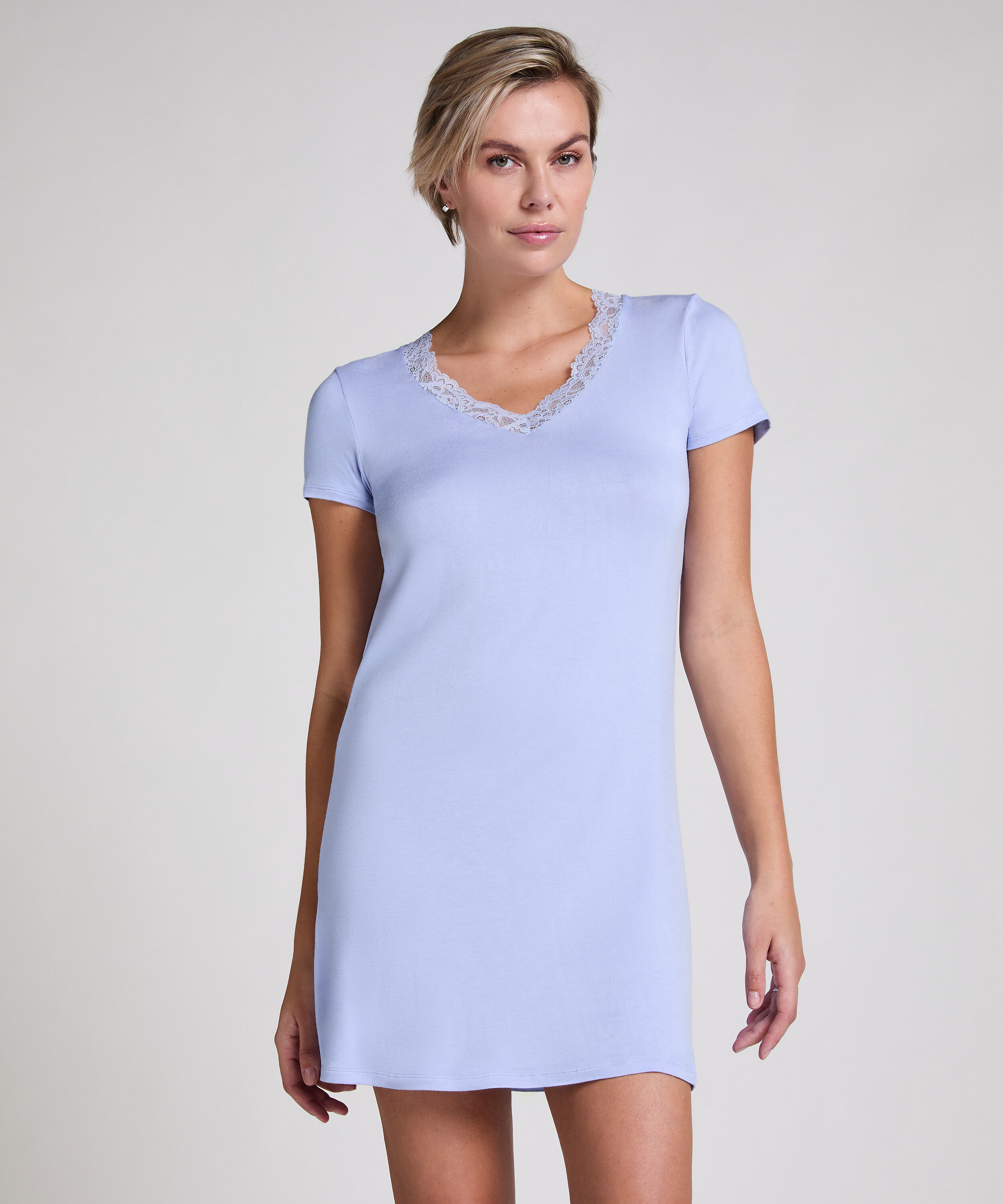 Chemise de nuit en jersey, Bleu Chemise de nuit en jersey, Bleu