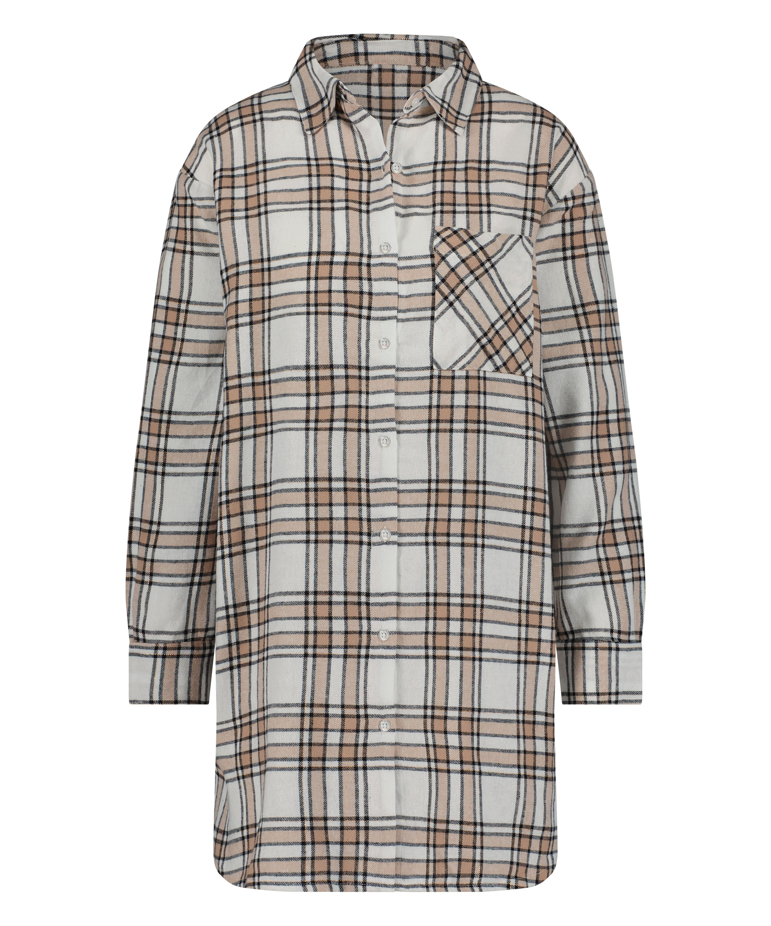 Chemise de nuit Boyfriend Check, Beige