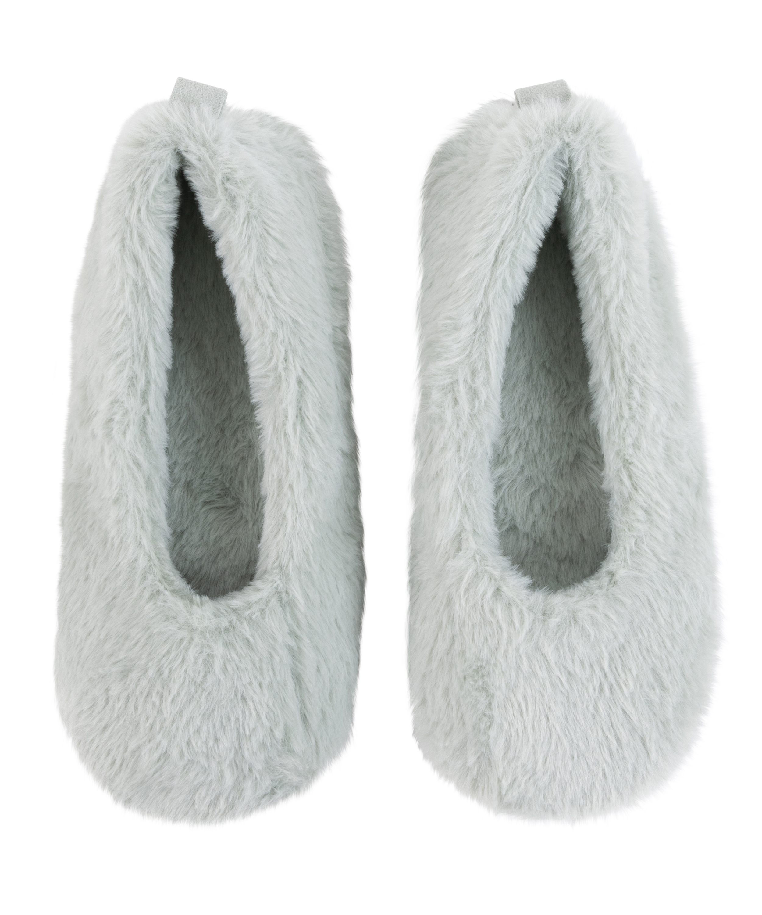 Ballerines en fausse fourrure, Vert, main