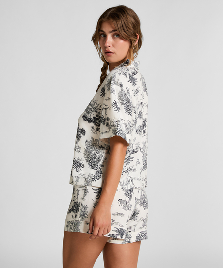 Veste tissée à manches courtes, Blanc