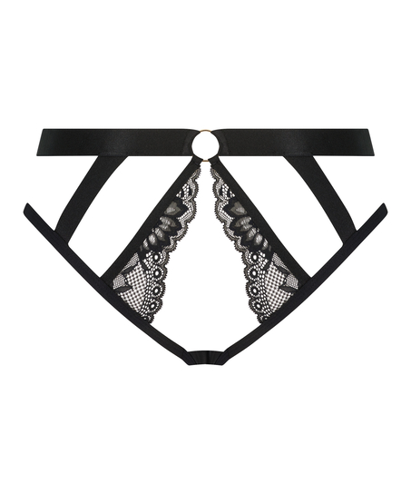 Slip brésilien à entrejambe ouvert Clementine, Noir