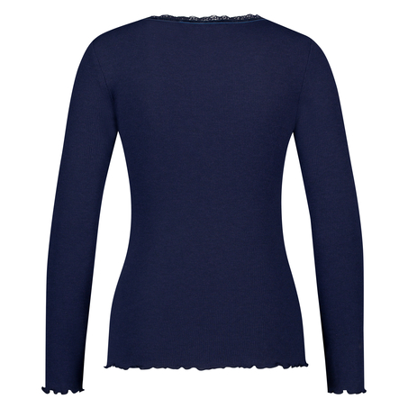 Top LS Rib R-neck, Bleu