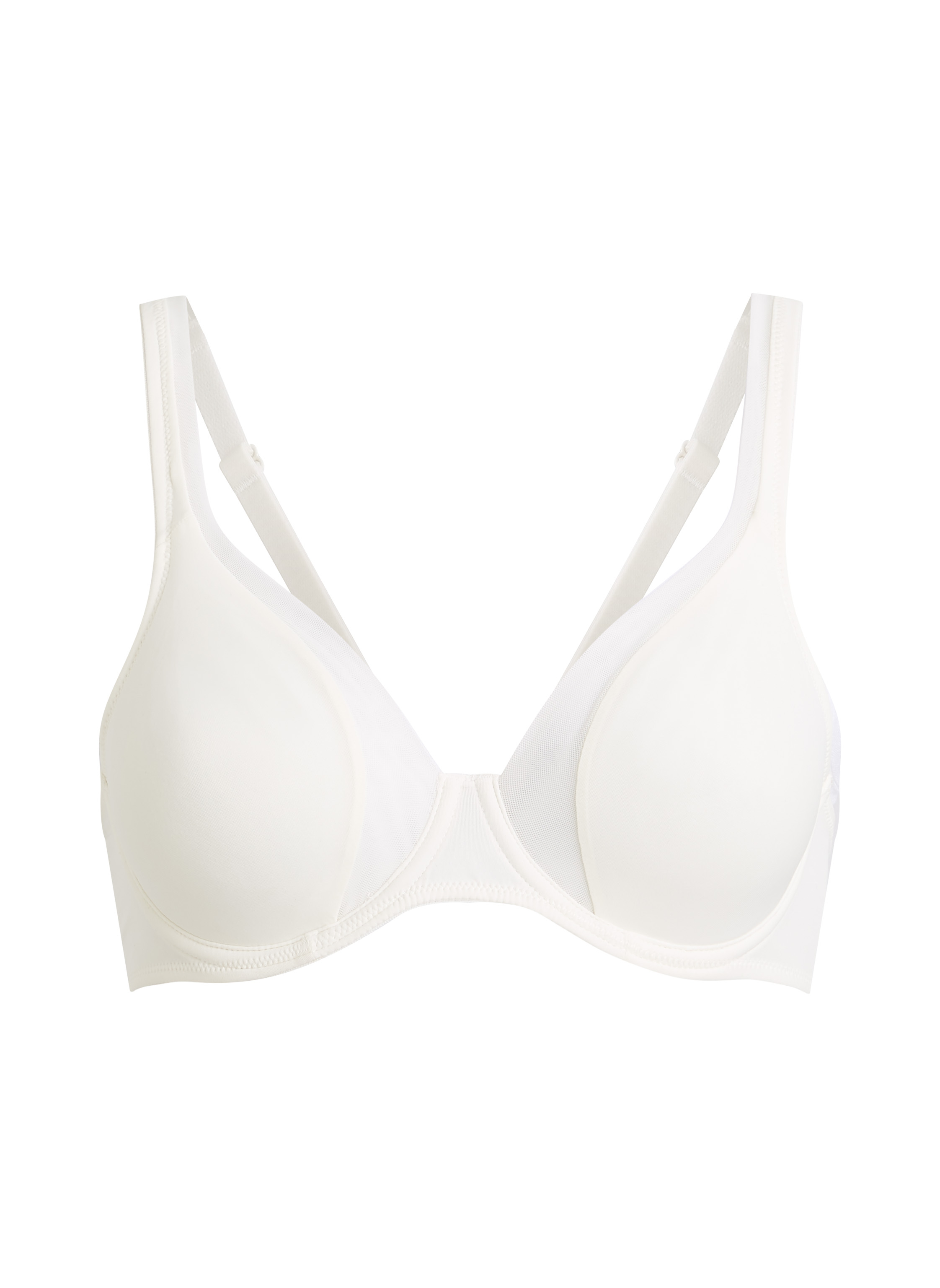 Soutien-gorge à armatures non-préformé en maille, Blanc, main