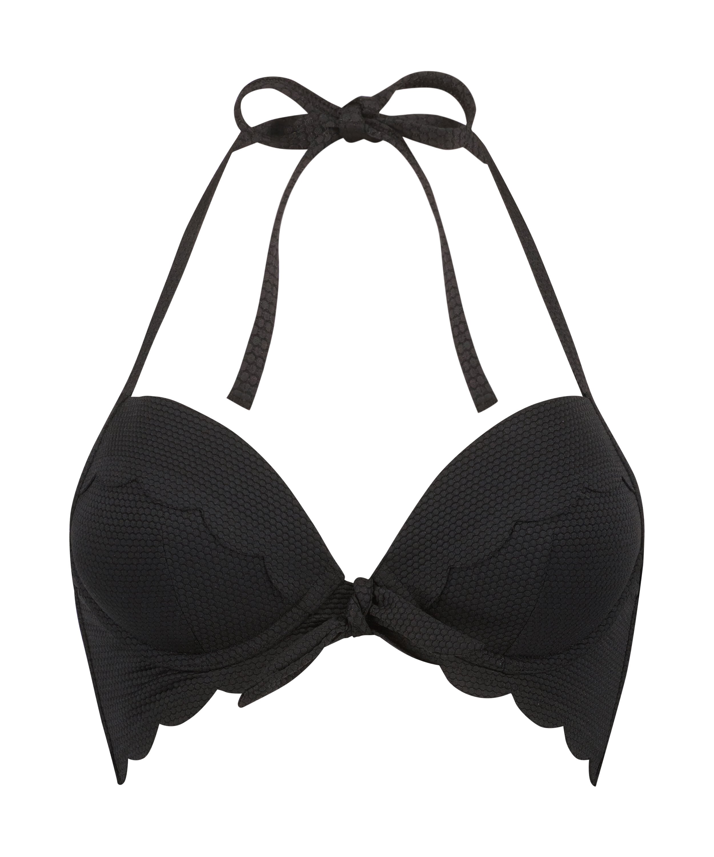 Haut de bikini à armatures à effet push-up préformé Scallop Taille A - E, Noir Haut de bikini à armatures à effet push-up préformé Scallop Taille A - E, Noir