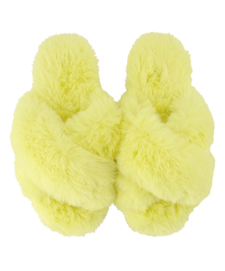 Pantoufles Fake Fur, Jaune