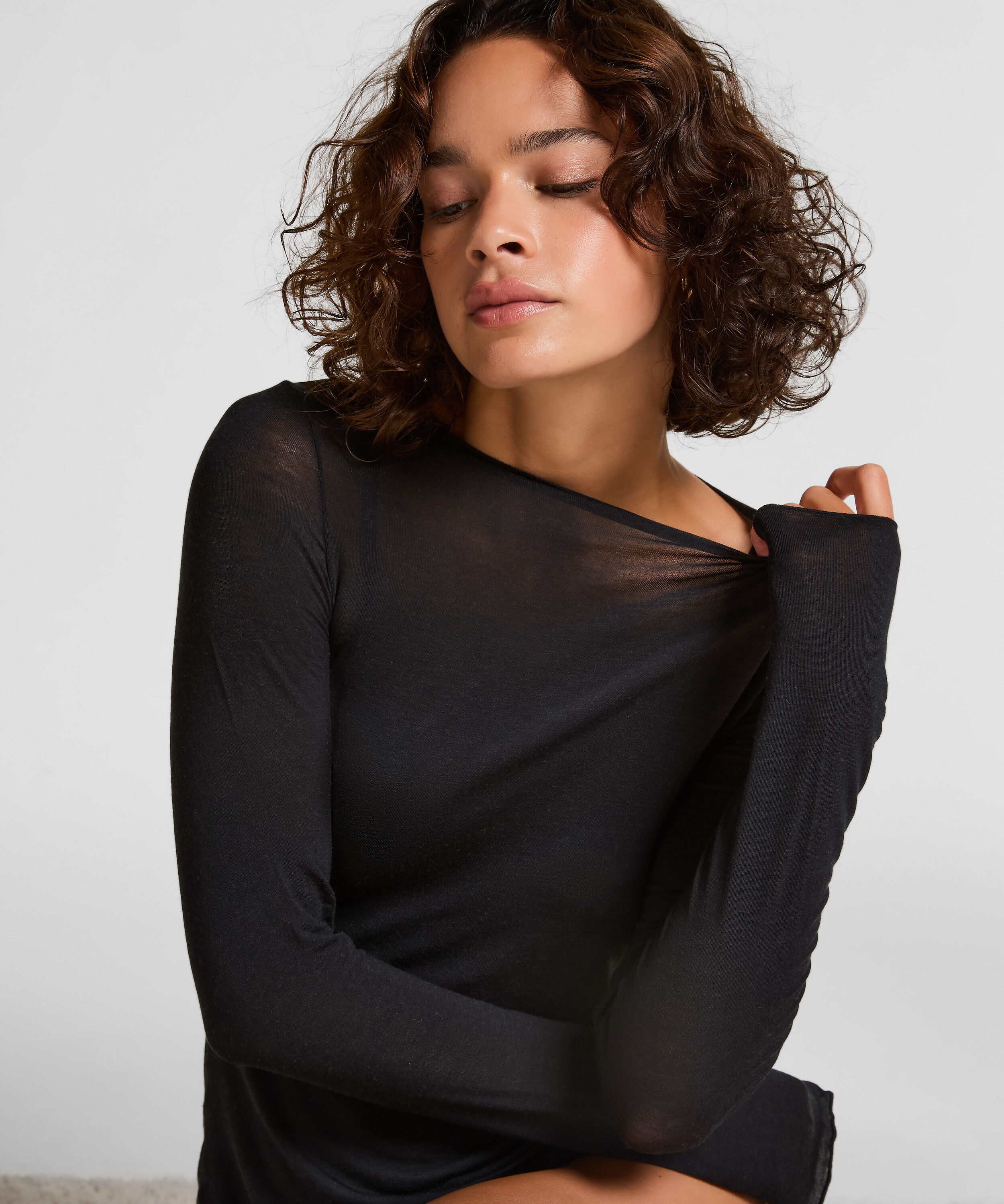 Haut avec Cachemire à col Bateau super soft, Noir Haut avec Cachemire à col Bateau super soft, Noir