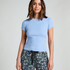 Haut de pyjama manches courtes rib crew neck, Bleu