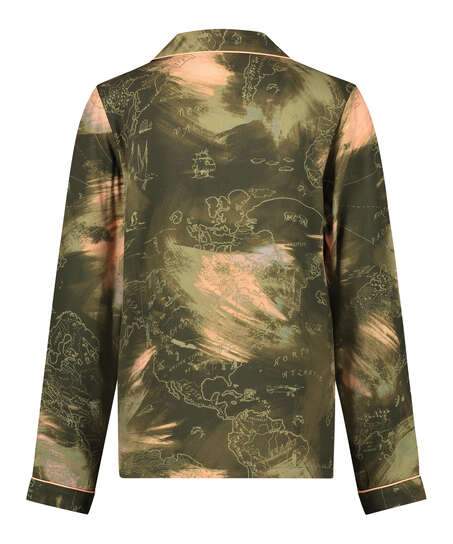 Haut de pyjama &agrave; manches longues World Map, Vert