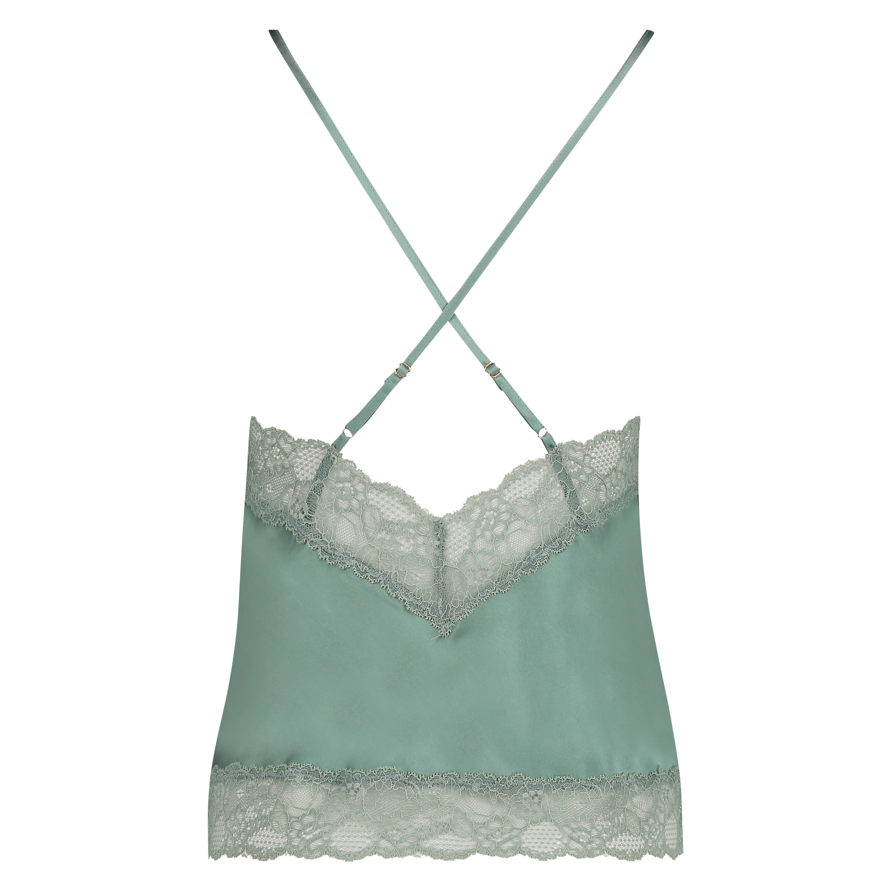 Haut de camisole Satin Dentelle, Vert, main