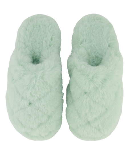 Pantoufles Fake Fur, Vert