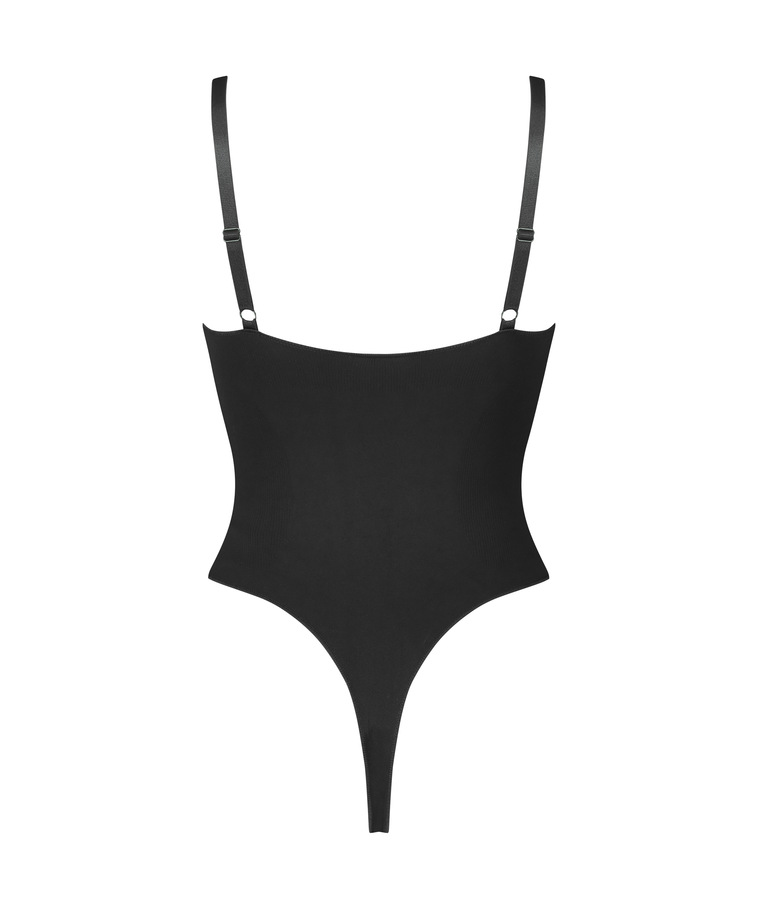 Body à jambe haute sans couture mise en forme, Noir, main
