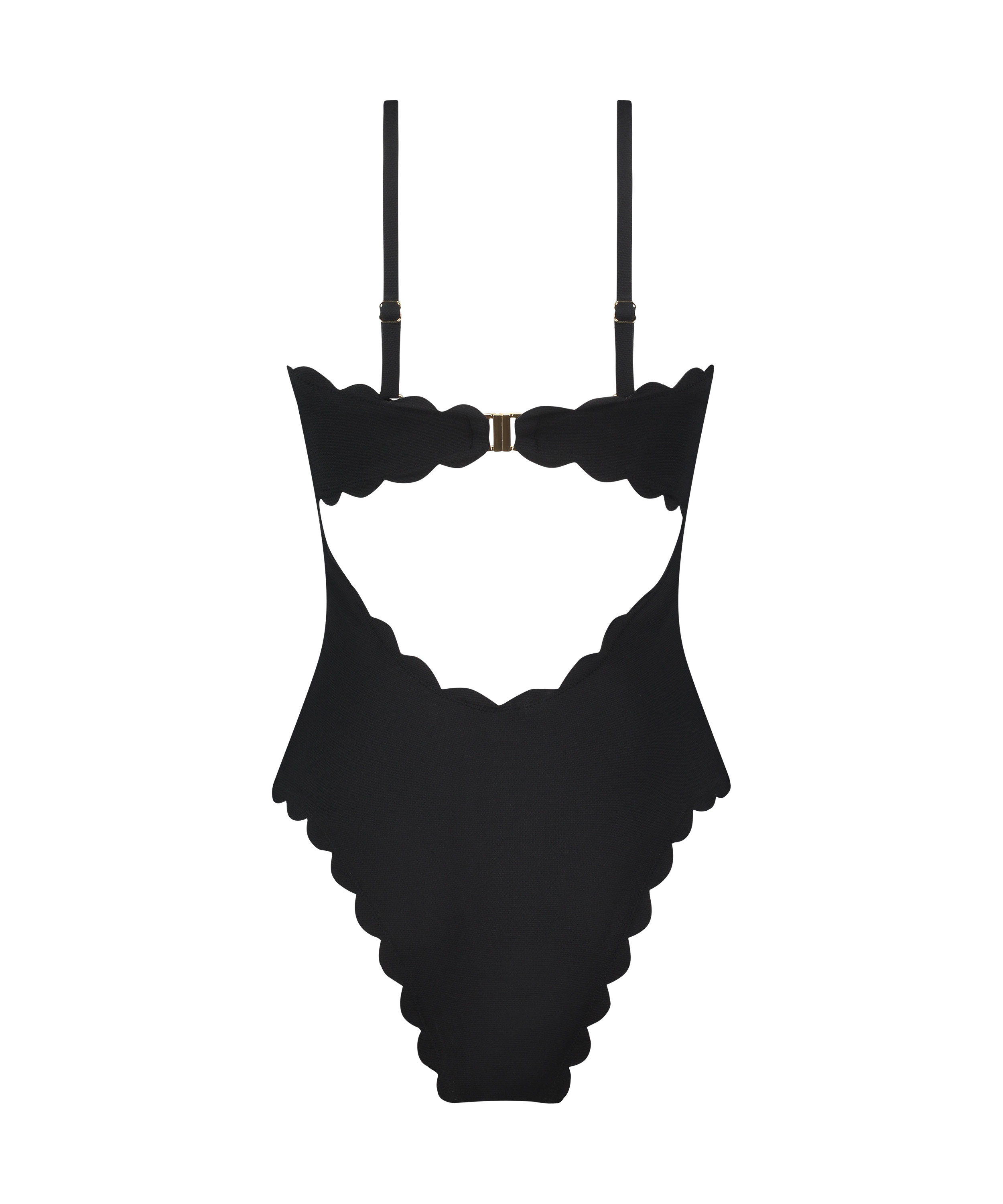 Maillot de bain Bandeau Scallop, Noir, main