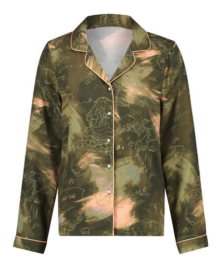 Haut de pyjama &agrave; manches longues World Map, Vert