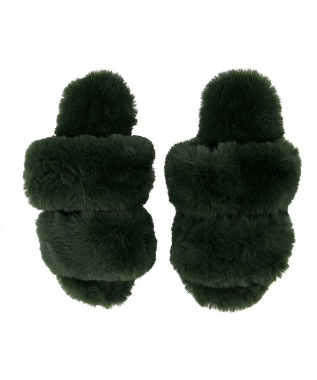 Pantoufles Fake Fur, Vert