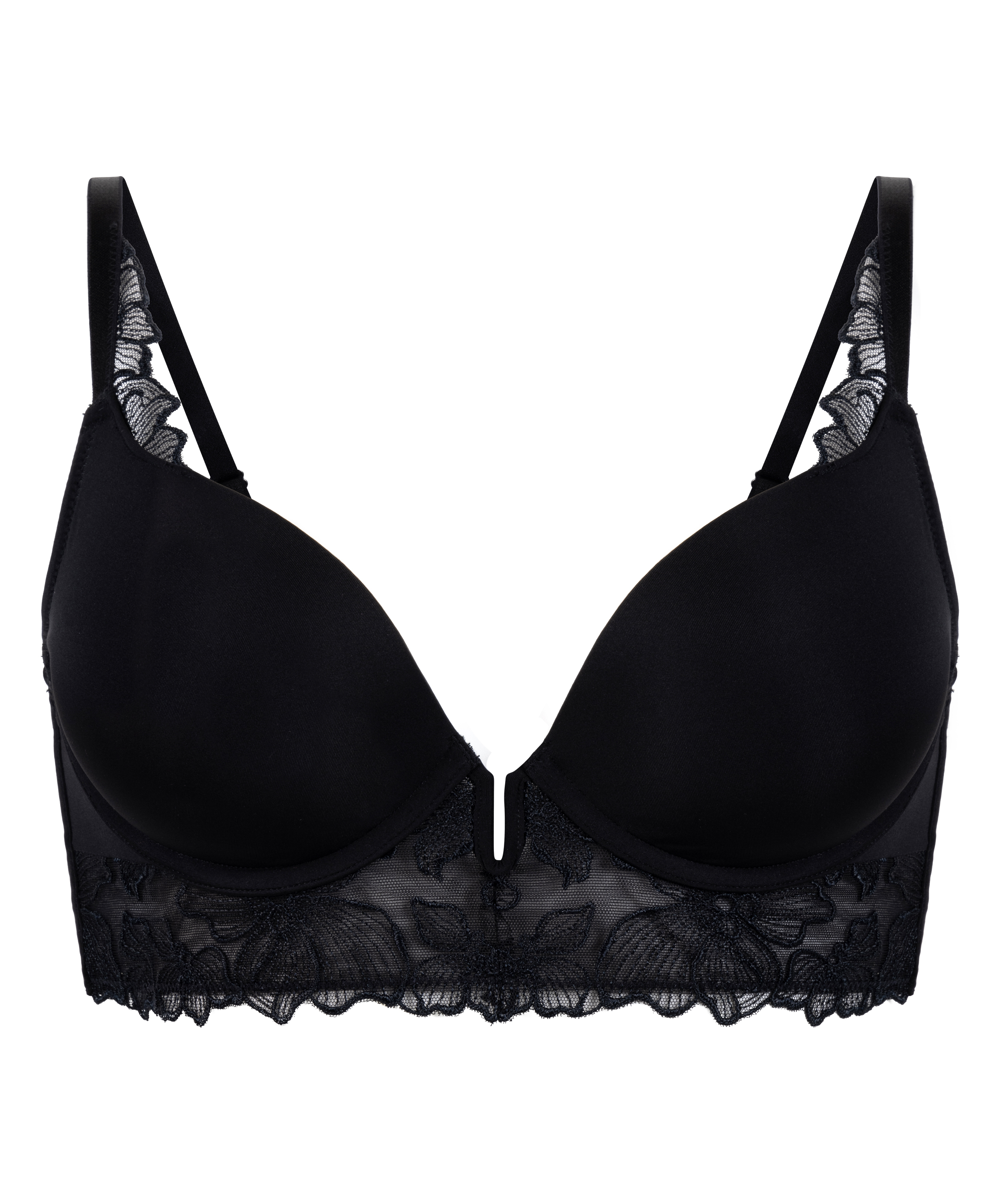 Soutien-gorge à armatures préformé push-up et longline Jemima, Noir, main