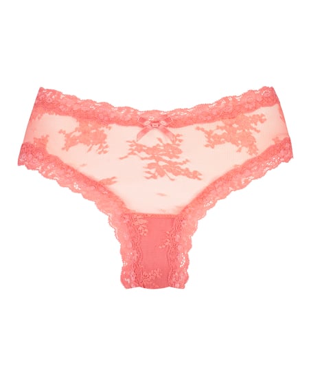 Slip br&eacute;silien V-shape mesh, Rose