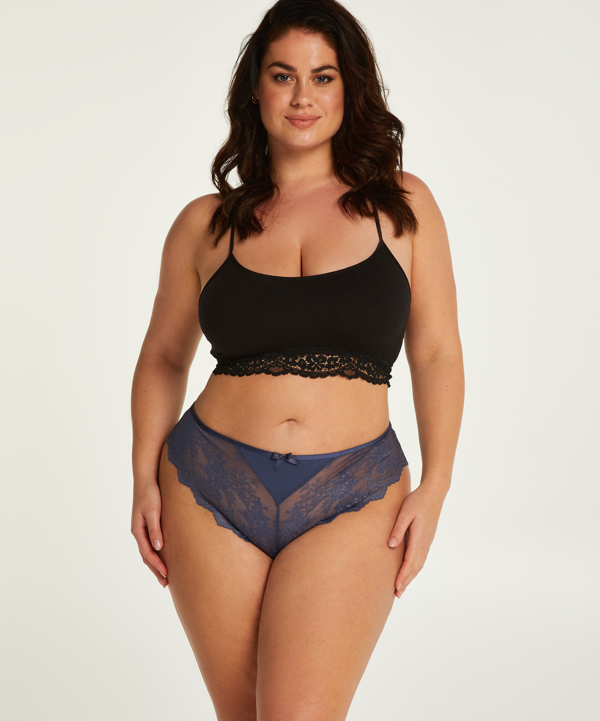Slip brésilien échancré Heira Curvy, Bleu