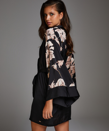 Kimono Satin Bloom, Noir