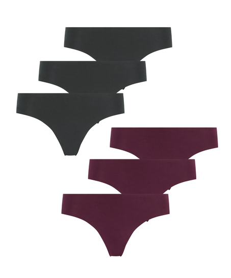 Lot de 6 slips brésiliens invisibles en coton, Bleu