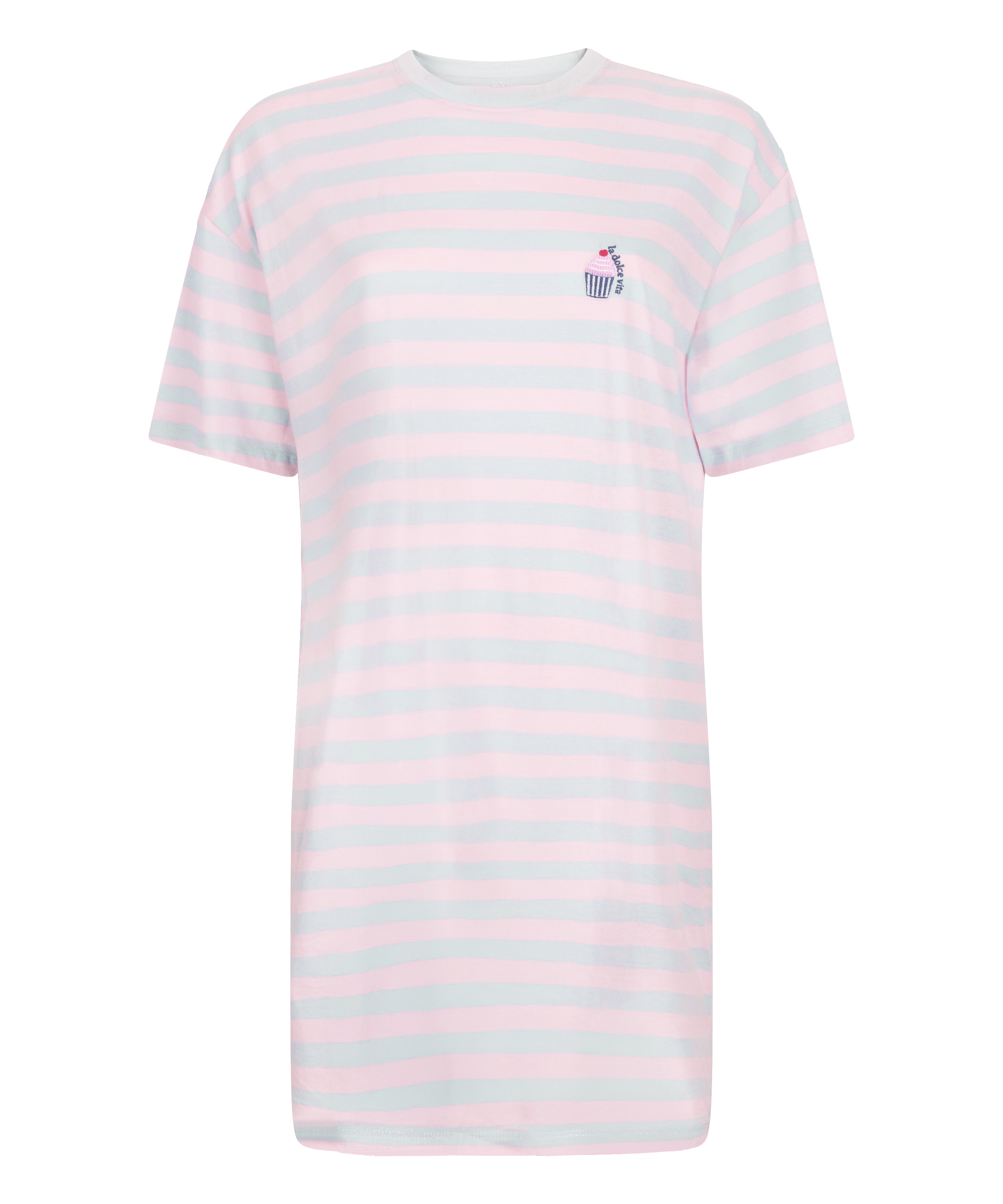 Chemise de nuit à col rond, Bleu, main