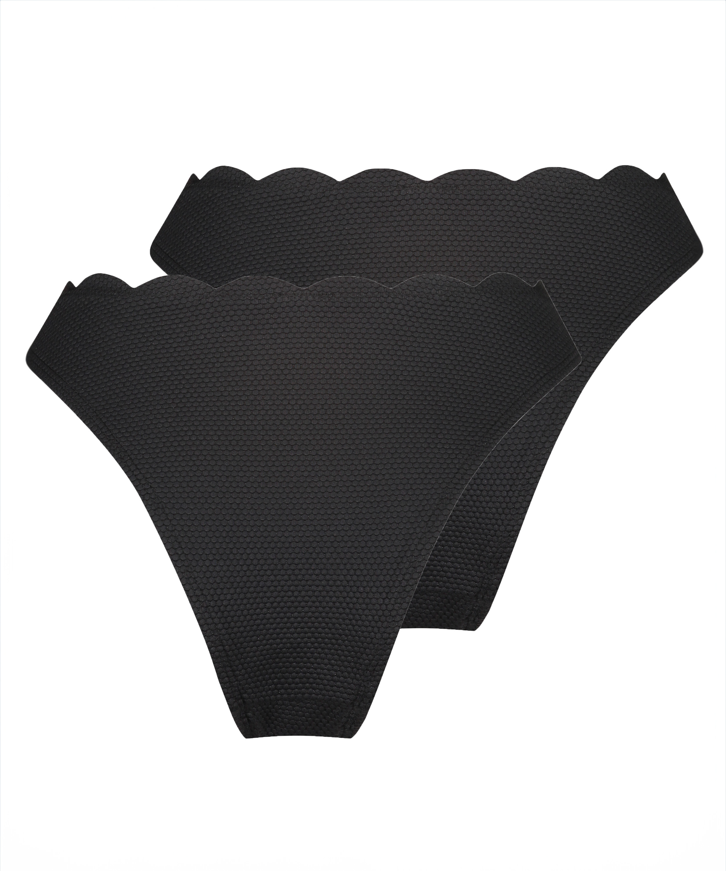 Lot de 2 bas de bikini Scallop, Noir, main