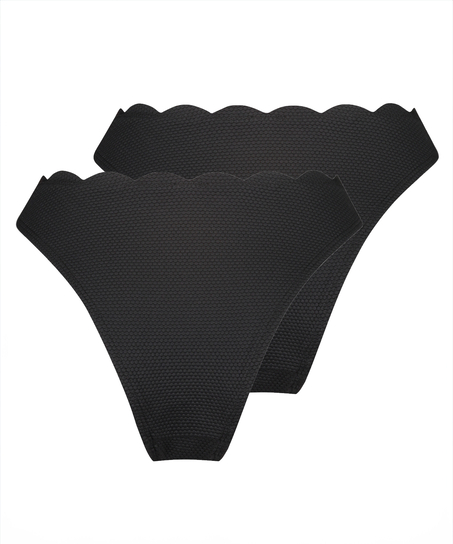 Lot de 2 bas de bikini Scallop, Noir