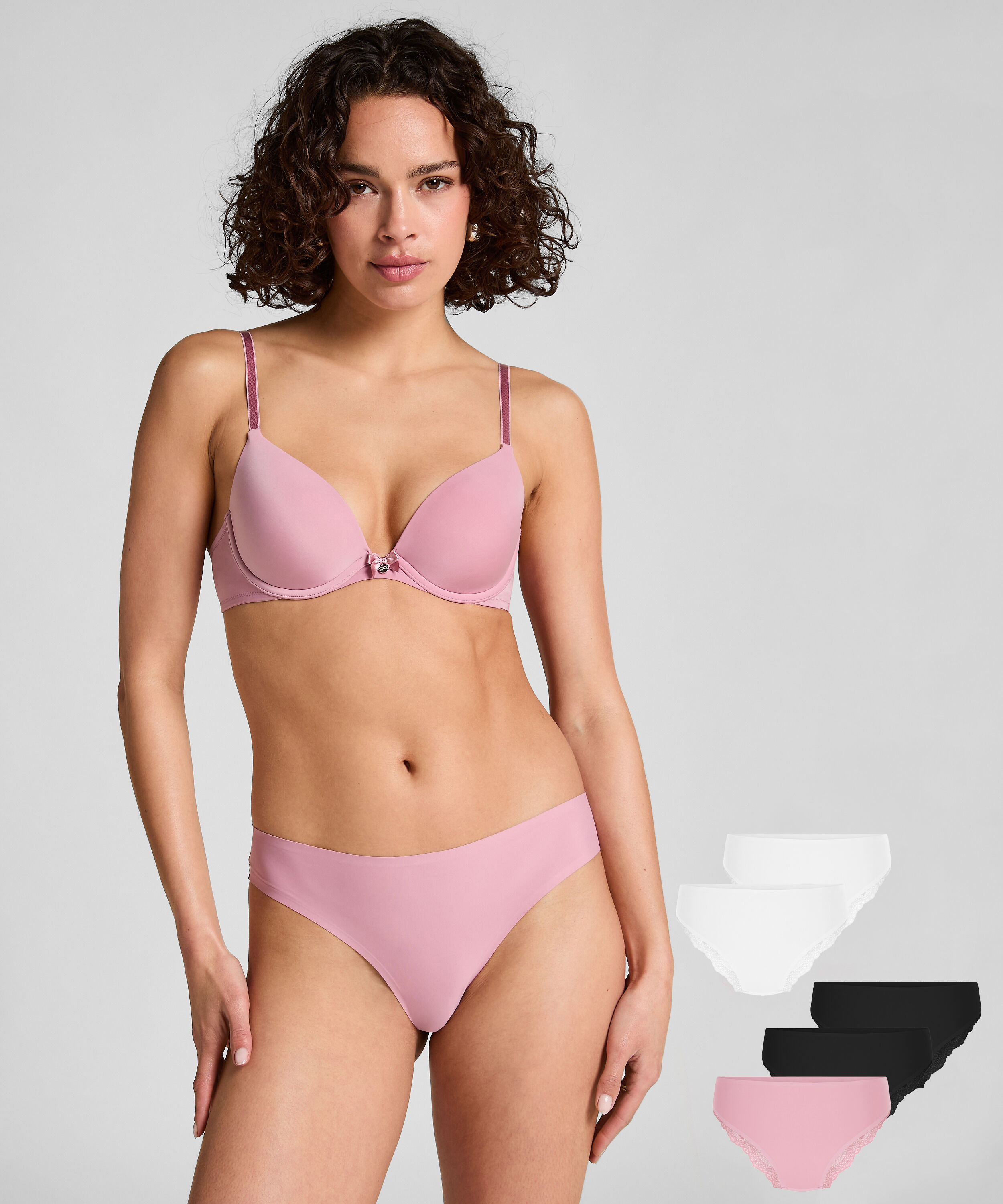 Lot de 5 slip brésilien invisible Lace Back, Rose