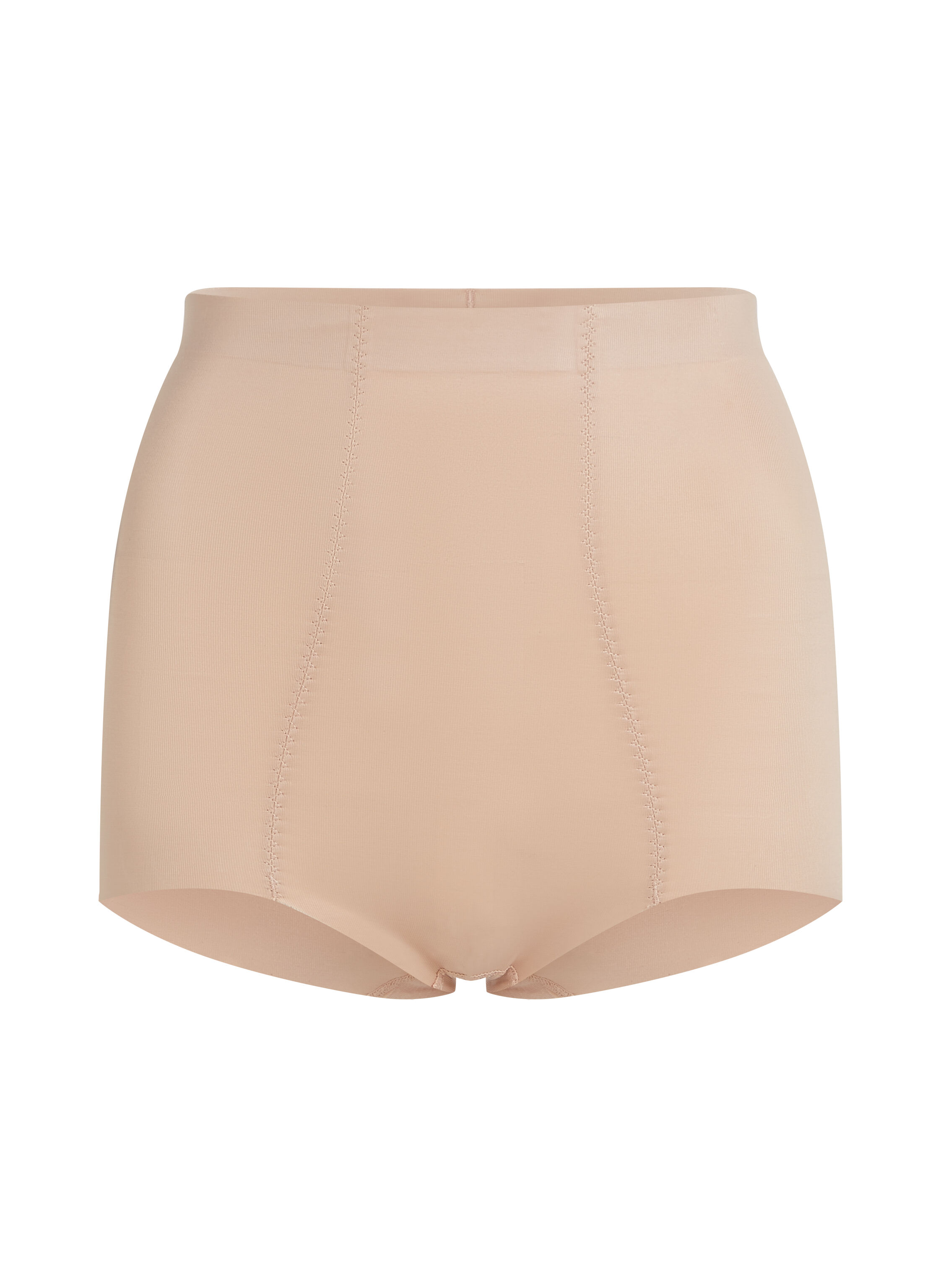 Culotte taille haute avec gaine sculptante en dentelle scuba, Beige