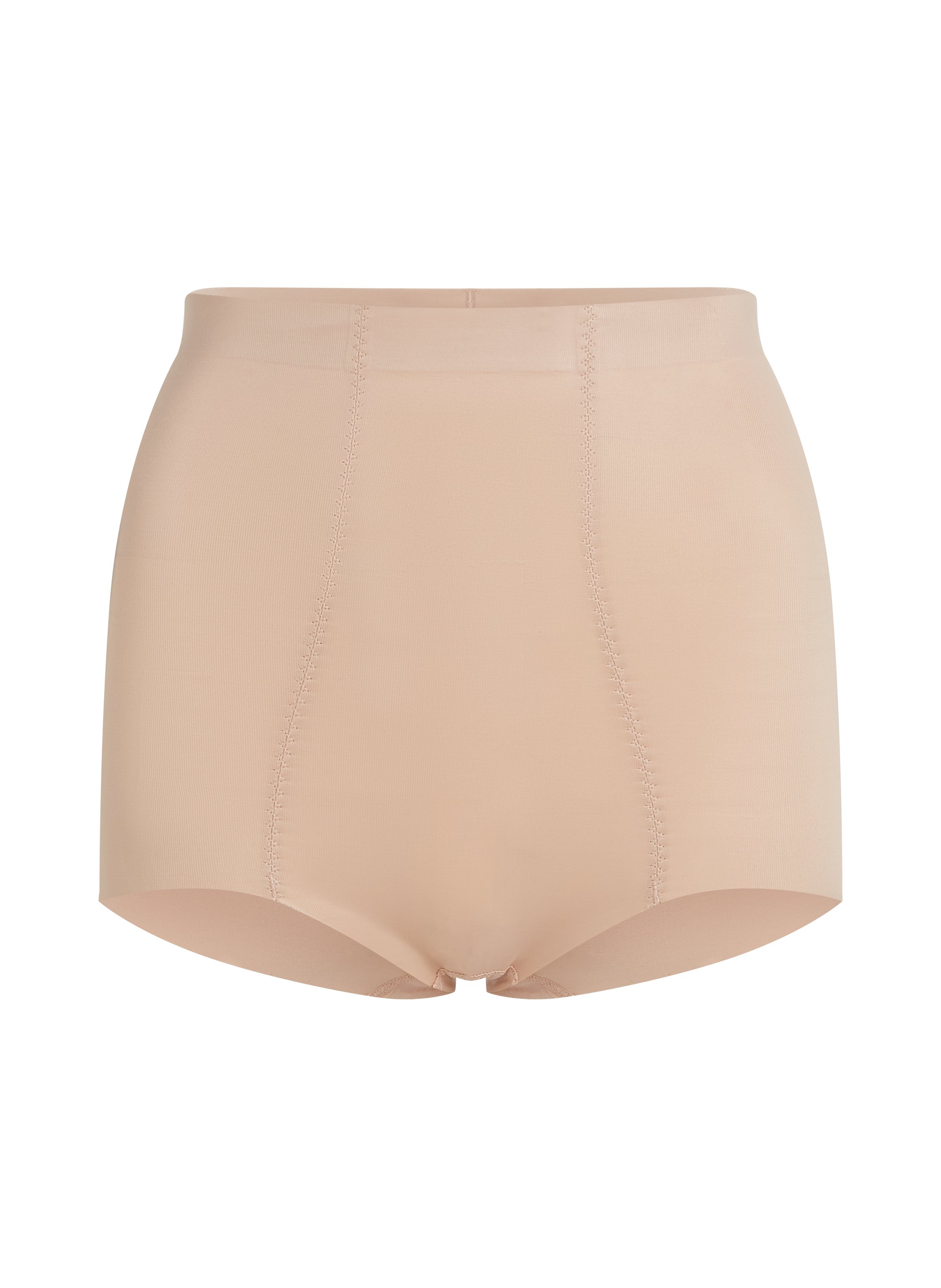 Culotte taille haute avec gaine sculptante en dentelle scuba, Beige, main
