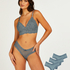 Lot de 3 slips brésiliens en forme de V en mesh, Bleu