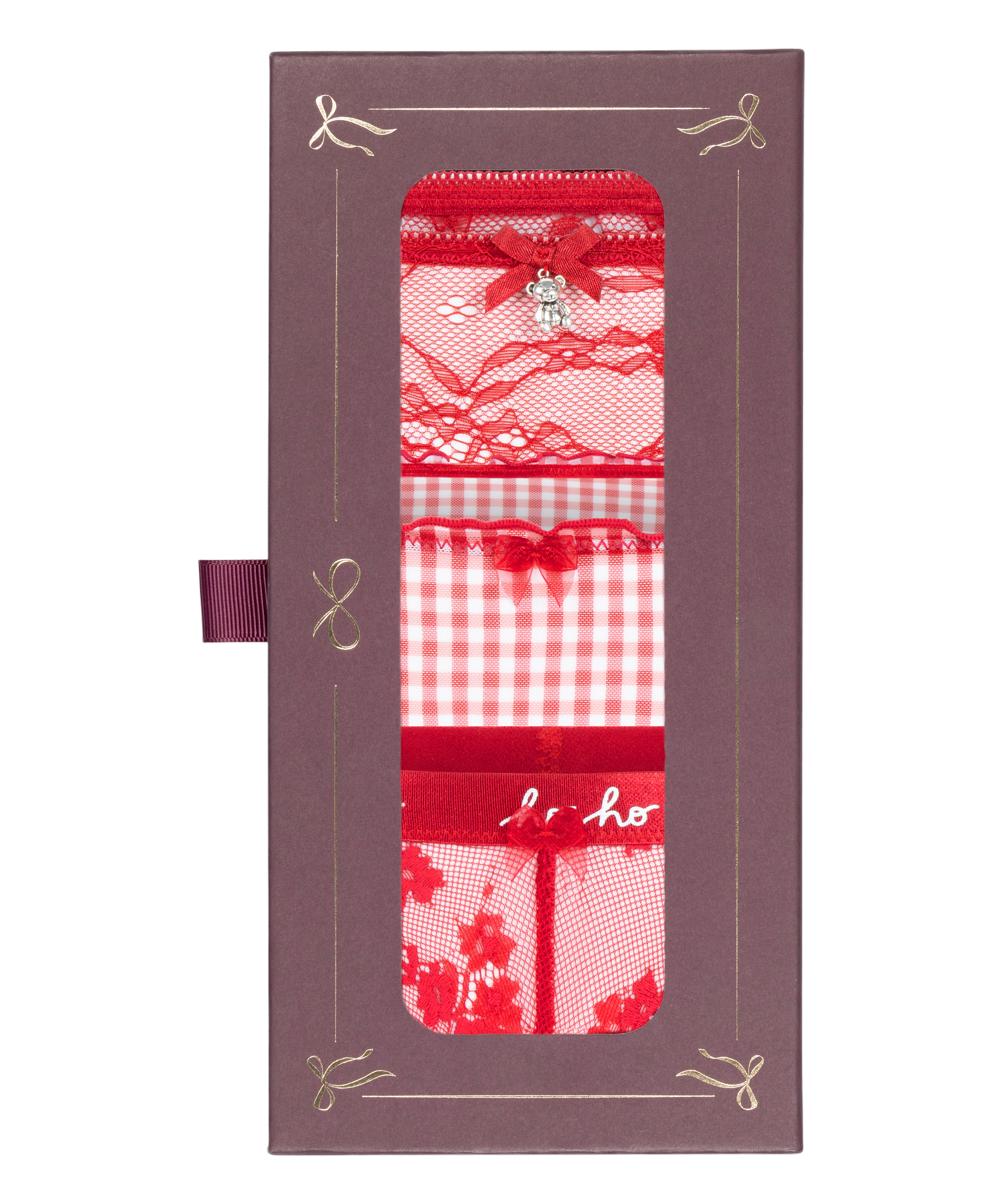 Ensemble cadeau de strings de Noël, Rouge, main