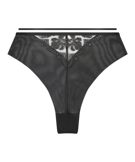 Slip brésilien taille haute Mila, Noir