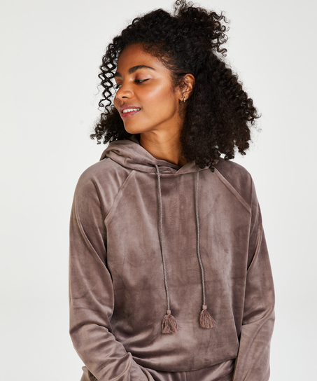 Hoodie en velours, Marron