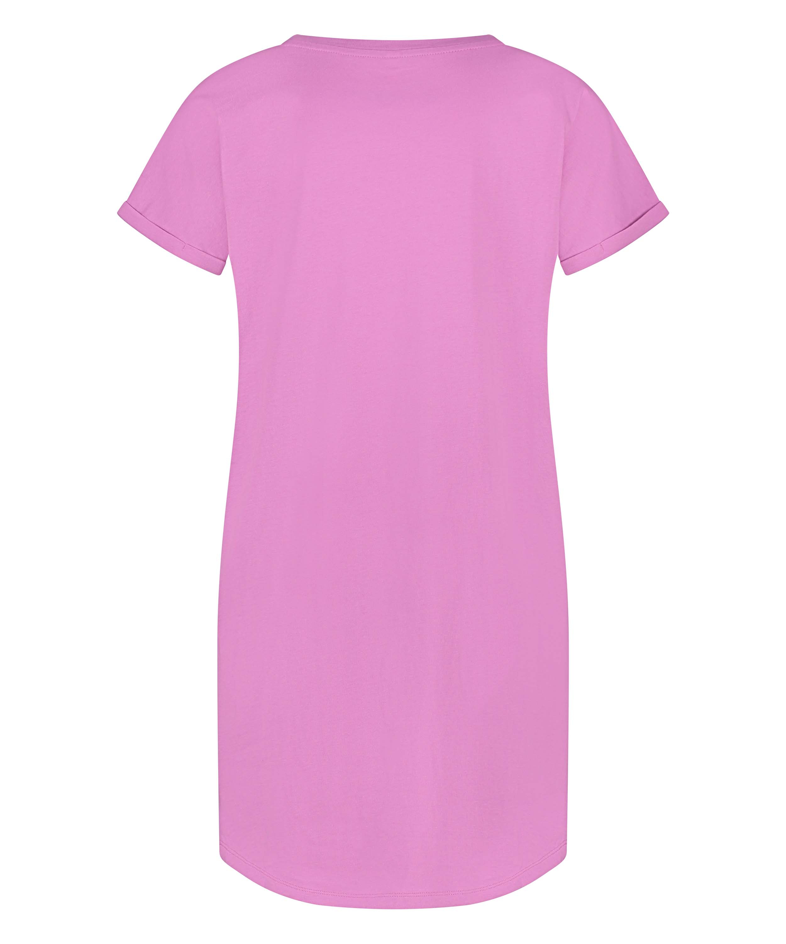 Chemise de nuit col rond, Rose, main
