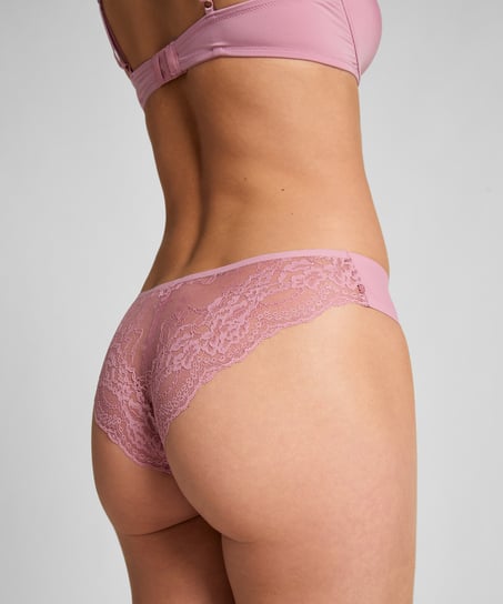 Slip brésilien Invisible Lace Back, Rose