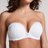 Soutien-gorge maximiseur préformé sans bretelles Marine, Blanc