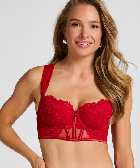 Soutien-gorge à armatures rembourré longline Whitney, Rouge