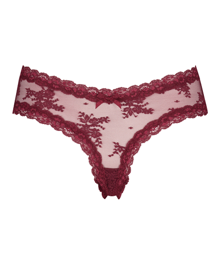 Slip br&eacute;silien V-shape mesh, Rouge