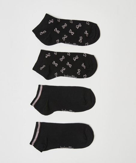 Lot de 2 paires de chaussettes en coton Trainerliners, Noir