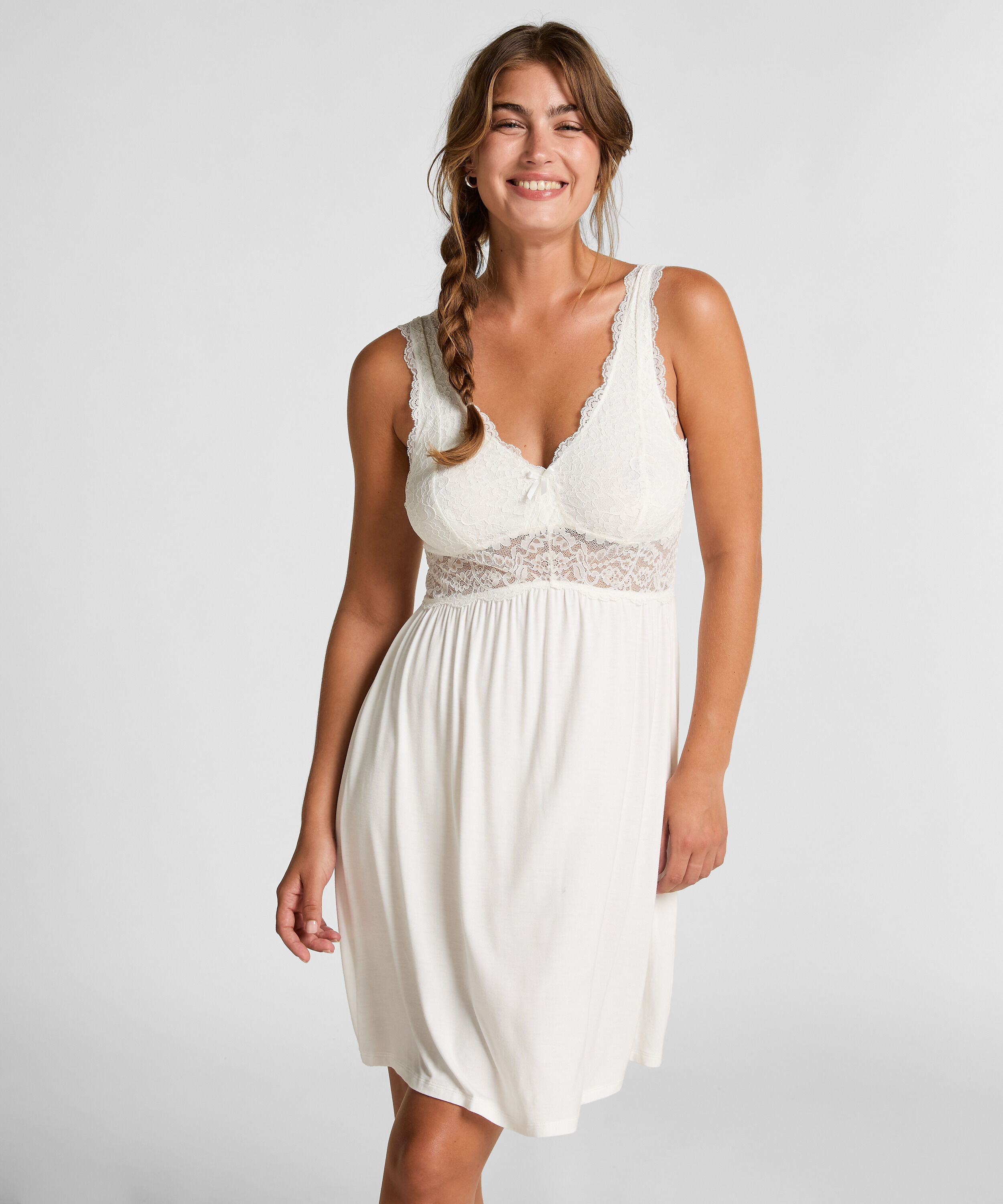 Nuisette Nora dentelle, Blanc