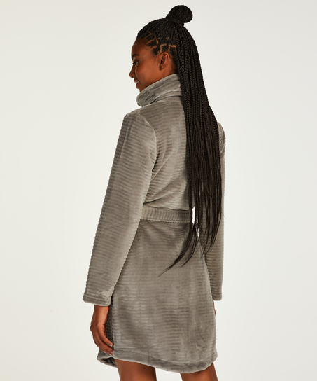 Peignoir en molleton avec fermeture éclair, Gris