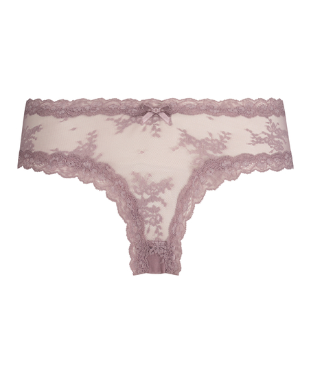 Slip brésilien V-shape Floral Mesh, Violet